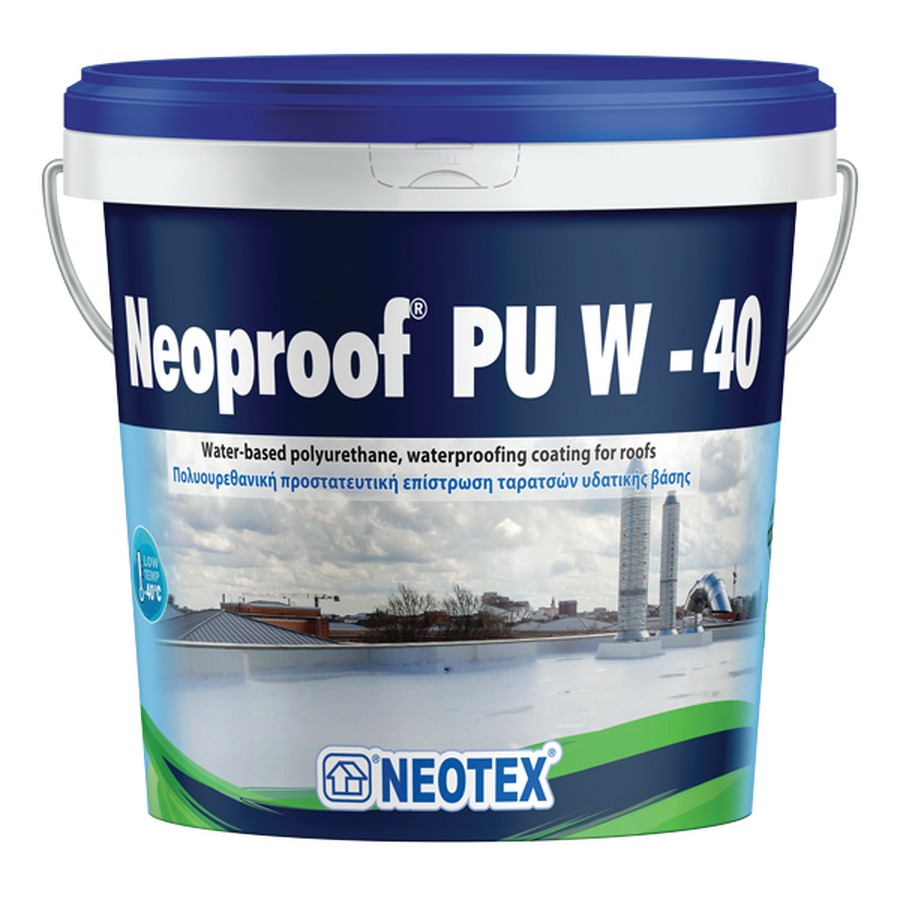 Полиуретановая УФ- стойкая гидроизоляция Neoproof® PU W-40 13кг Ral9003 (белая)